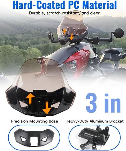 Dark Tinted Front Windshield for Can-Am Ryker All Models, 3" Adjustable Wind Deflector Dustproof Hard Coated Windscreen for Can Am Ryker 600 900 Sport Rally Accessories (Replace #219401032) in Kuwait