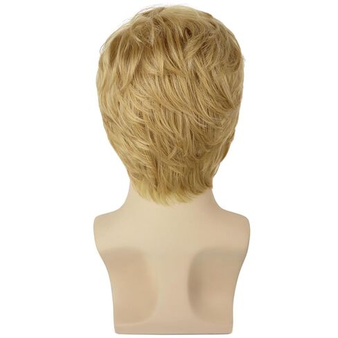 Mens Blonde Wig Short Layered Natural Wavy Heat Resistant Synthetic Male Guy Funny Wigs for Daily Party Costume Cosplay Halloween (Blonde) in Saudi Arabia