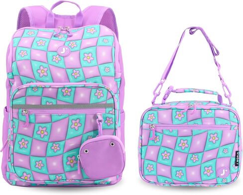 J World New York Junior Set Kids Backpack with Lunch Box. School Bookbag and Lunch Bag, Puffy Flower in Saudi Arabia