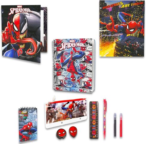 Spiderman Backpack with Lunch Box for Boys Set - Bundle with Spidey Backpack, Lunch, Stickers, More | Spiderman School Supplies for Kids in Saudi Arabia