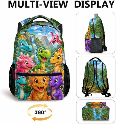 Dinosaur Backpack for Kids Toddlers Bookbag for Boys Girls School Travel Picnic, Cute Fun Schoolbag for Kindergarten Preschool Elementary in Kuwait