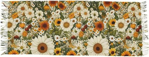 Women Scarf Soft Silky Thin Pashmina Shawl Wrap with Tassels Sunflowers Beautiful Print 86.6×30.71 in in Saudi Arabia
