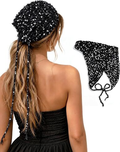 Head Scarf for Women - Sequin Knit Triangle Scarf, Neck Scarf Swimwear Coverups Beach Wrap Skrit Bandana in Saudi Arabia