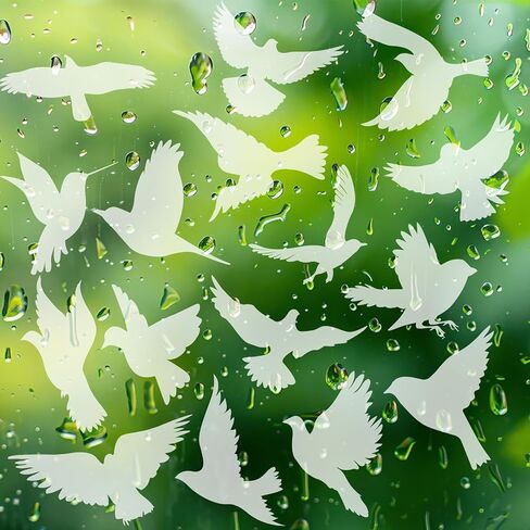 16 Pieces Bird Window Clings, Window Alert Decals for Birds Strikes, Protect and Save Birds Strikes, UV Reflective Anti-Collision Bird Stickers, Glass Door Protect and Save Strike in Saudi Arabia