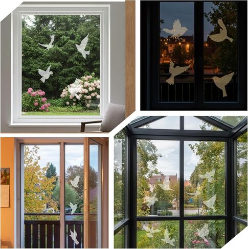 16 Pieces Bird Window Clings, Window Alert Decals for Birds Strikes, Protect and Save Birds Strikes, UV Reflective Anti-Collision Bird Stickers, Glass Door Protect and Save Strike in Saudi Arabia