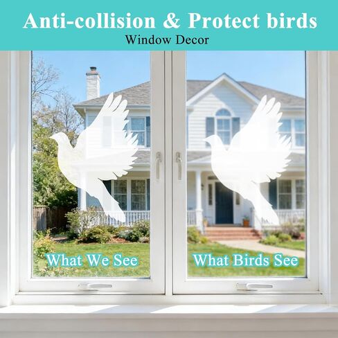 16 Pieces Bird Window Clings, Window Alert Decals for Birds Strikes, Protect and Save Birds Strikes, UV Reflective Anti-Collision Bird Stickers, Glass Door Protect and Save Strike in Saudi Arabia