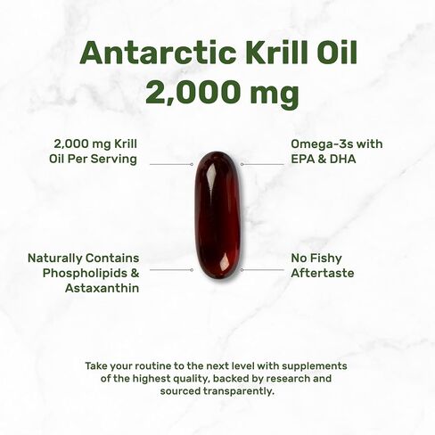 DEAL SUPPLEMENT Antarctic Krill Oil 2,000 mg Per Serving, 240 Softgels | Omega-3 with EPA, DHA, Phospholipids & Astaxanthin | Non-GMO, Gluten Free in Kuwait