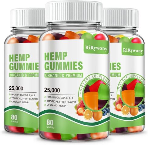 Hemp Gummies for Sleep, Pain, Anxiety 3 Packs, High Potency Edible Gummies Extra Strength Organic Hemp Oil Extract Vegan Bear Gummy - 240 Counts Candy in Saudi Arabia