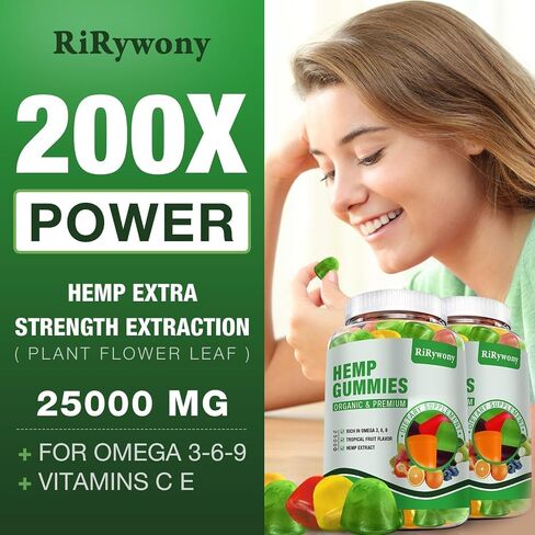 Hemp Gummies for Sleep, Pain, Anxiety 3 Packs, High Potency Edible Gummies Extra Strength Organic Hemp Oil Extract Vegan Bear Gummy - 240 Counts Candy in Saudi Arabia