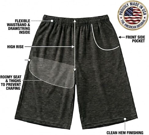 JC DISTRO USA-Made Men's Big and Tall Lightweight French Terry Active Shorts (3XL-7XL, Multipack Available) in Saudi Arabia