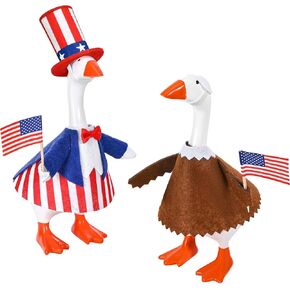 JcHrmers 2 Set 4th of July Desk Goose Outfit 7 Inch Desktop Patriotic Bald Eagle Outfit Mini Independence Day Desk Geese Felt Clothes for 250th Anniversary Geese Statue Key Holder Home Decoration in Saudi Arabia