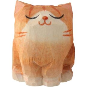 Wooden Orange Cat Statue Decoration, 1.4 "Handmade Wooden Cat Unique Art Carving Decoration, Collection Statue (Orange Cat) in Saudi Arabia