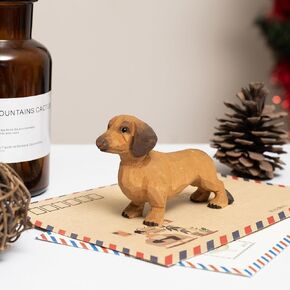 Small Wooden Dachshund Figurine – Hand-Carved Wiener Dog Statue, Rustic Dog Ornament for Shelf, Desk, Hanging Decor or Memorial Keepsake, Gift Box Included (Black) in Saudi Arabia