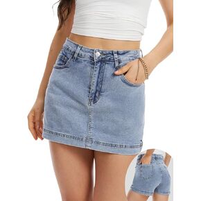Jean Skorts for Woman Mini Jean Skirt Y2k High Waisted Denim Skirt Front Skirt Back Shorts in Saudi Arabia