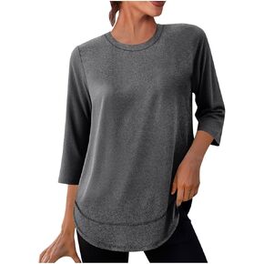 Womens Workout Tops 3/4 Sleeve Athletic Tee Sun Protection UPF 50+ Lightweight Quick Dry Outfit Hiking Running S-3XL in Saudi Arabia