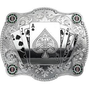 Texas Poker Belt Buckle - 1.5 Inch Royal Flush Design Western Cowboy Style for Men & Women in Saudi Arabia