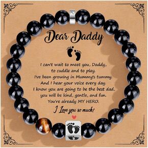 FLHEART New Dad Gifts - Love/Strength - Natural Stone Bracelets for Men - First Time Dad Gifts, Daddy to be Bracelet, on Valentines Baby Shower Announcement Thanksgiving Valentine's Day in Saudi Arabia