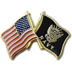 American and Navy Crossed Flags Enamel Lapel Pin 1" in Saudi Arabia