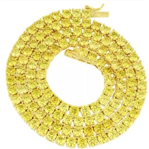 Citrine Canary 14k Yellow Gold Finish 18 Ctw. VVS/D Simulated Diamond Prong Solitare One Row 4 mm Tennis Link Chain Neckless Unisex in Saudi Arabia
