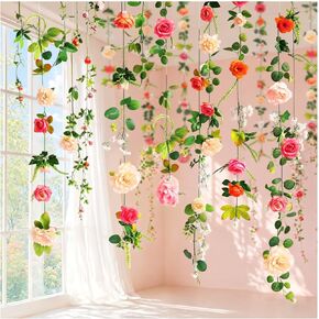 6 Pcs 35.4 ft Artificial Flower Garlands Hanging Wildflower Vines for Wedding Arch Decor Floral Backdrop Wall Fake Flowers for Bridal Shower Home Garden Party Decorations in Saudi Arabia