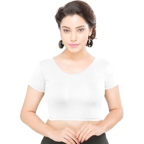 themilestocks Women's Blouses Readymade Gold Stretchable Saree Crop Top Choli Free Size in Saudi Arabia