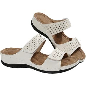 Rungion Womens Low Wedge Sandals Shoes Comfortable Platform Slides Adjustable Straps Summer Beach Dressy Slipper Outdoor in Saudi Arabia