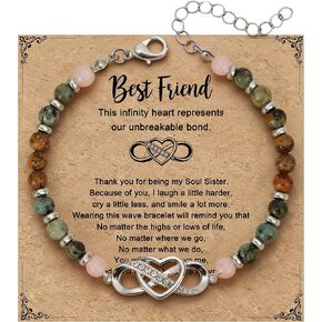 Infinity Love Bracelet for Women, Natural Stone Bracelets, Adjustable Charm Jewelry, Birthday Christmas Valentine's Day Gift for Wife Mom, Friend and Sister in Saudi Arabia