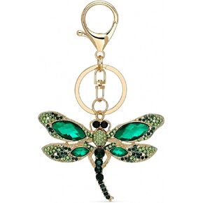 1 Dragonfly Keychain Green Sparkling Crystal Rhinestone Dragonfly Charm for Women Purse Wallets Backpacks Handbags Car in Saudi Arabia