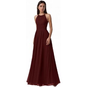 Halter Chiffon Bridesmaid Dress for Women 2026 Pleated A Line Formal Evening Party Gown Sleeveless Maxi Gowns in Saudi Arabia