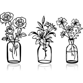 Metal Wall Art Flowers 3pcs, Rustic Farmhouse Flower Sculptures, 13.7" Wall Art Decor, Drill-Free Install Option for Living Room, Kitchen, Bedroom & Bathroom in Saudi Arabia
