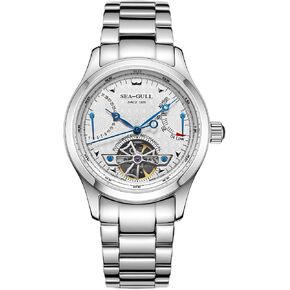 SEA-GULL Men’s Automatic Watch Stainless Steel Hollow Flywheel Mechanical Wristwatch with Calendar Date Day Synthetic Sapphire Crystal 39mm Dial Business Dress Watches M163S in Saudi Arabia