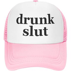 Drunk Slut Trucker Hat Funny Baseball Caps Unisex Classic Mesh Fishing Hat for Men and Women Pink in Saudi Arabia