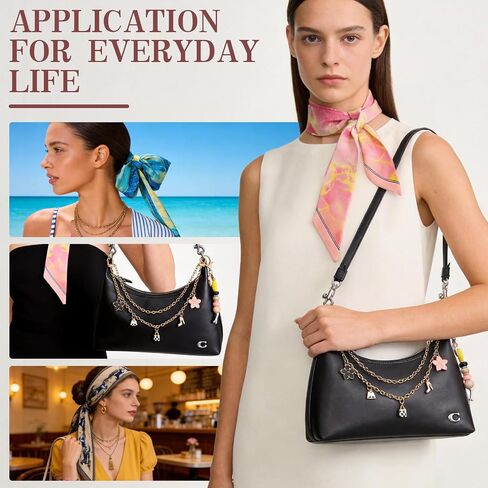 8PCS Women Handbag Scarf with Bag Charms Decorative &2PCS Little Daisy Keychain Charms for Bags Hair Accessories in Saudi Arabia