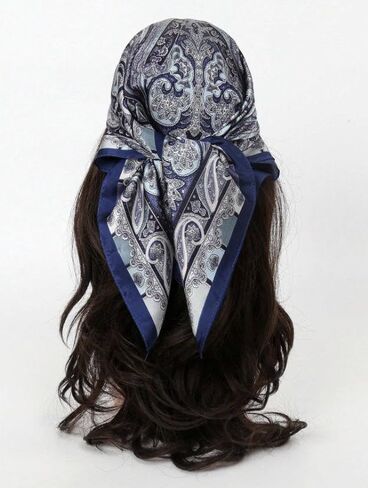 Paisley Square Satin Scarf for Women, 27.6"x27.6" Vintage Head Neck Scarf, Versatile Bandana for Hair Wrapping Bag Decor in Kuwait