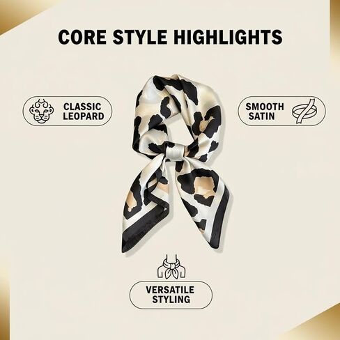 Silk Feeling Scarf for Women Cheetah Print Scarf Lightweight Fashion f or Handbags Accessories Hair Scarves Gift in Saudi Arabia