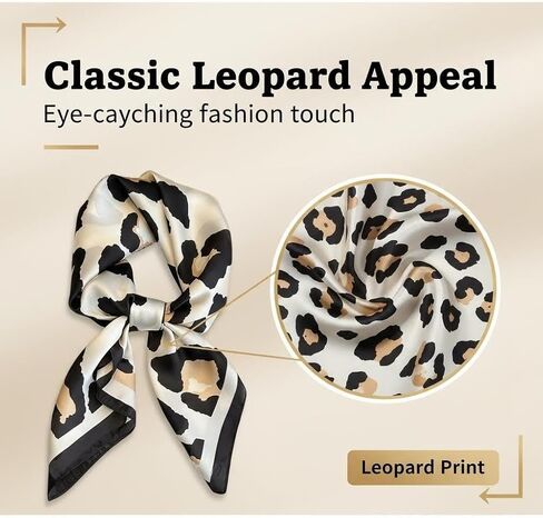 Silk Feeling Scarf for Women Cheetah Print Scarf Lightweight Fashion f or Handbags Accessories Hair Scarves Gift in Saudi Arabia
