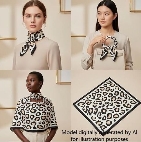 Silk Feeling Scarf for Women Cheetah Print Scarf Lightweight Fashion f or Handbags Accessories Hair Scarves Gift in Saudi Arabia