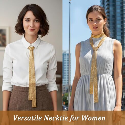 Gold Sequin Scarf, Long Gold Skinny Scarf, Sparkly Glitter Tie Necktie Belt for Party Prom Wedding Daily in Kuwait