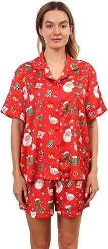 Christmas Pajamas Shorts Silk Pjs Women Satin Pajama Cute Print Tee and Shorts Gift Sleepwear 2 Pieces Loungewear in Kuwait
