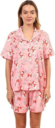 Christmas Pajamas Shorts Silk Pjs Women Satin Pajama Cute Print Tee and Shorts Gift Sleepwear 2 Pieces Loungewear in Kuwait