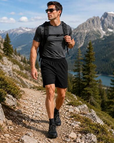 Gerry Men’s Trail Shorts 9", Lightweight Stretch Hiking Shorts with Zip Pockets and Elastic Waist in Kuwait