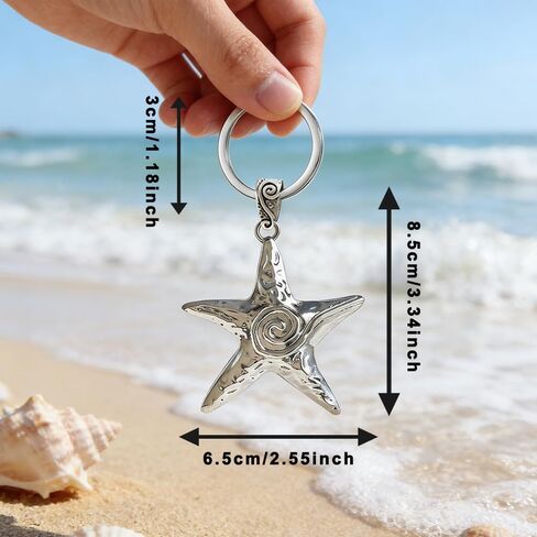 Big Star Spiral Keychain Starfish Key Chain Y2K Chunky Pentagram Vortex Pendent Key Rings Bag Purse Handbag Accessories for Women and Men in Saudi Arabia