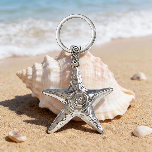 Big Star Spiral Keychain Starfish Key Chain Y2K Chunky Pentagram Vortex Pendent Key Rings Bag Purse Handbag Accessories for Women and Men in Saudi Arabia