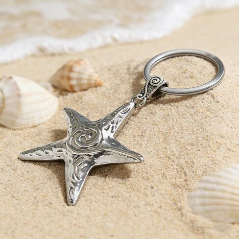 Big Star Spiral Keychain Starfish Key Chain Y2K Chunky Pentagram Vortex Pendent Key Rings Bag Purse Handbag Accessories for Women and Men in Saudi Arabia