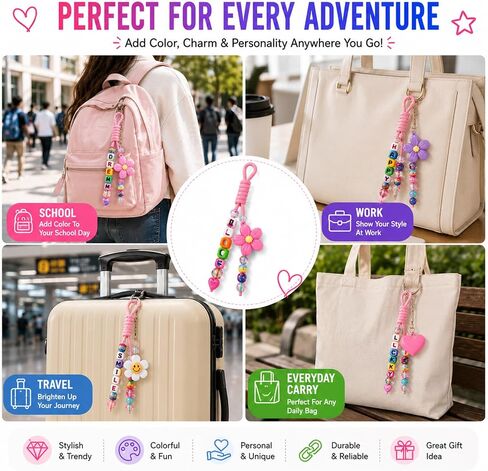 NLK 18 Pack Colorful Paracord Keychain Braided Bag Charms, Nylon Lanyard for Purse Backpack, DIY Key Chain in Kuwait