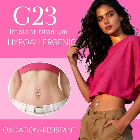 Dangle Belly Button Rings G23 Titanium Belly Ring 14G Internally Threaded Dangly Belly Button Piercing Teardrop CZ Navel Rings for Women 8-14mm in Kuwait