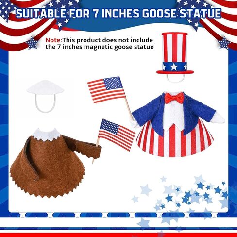 JcHrmers 2 Set 4th of July Desk Goose Outfit 7 Inch Desktop Patriotic Bald Eagle Outfit Mini Independence Day Desk Geese Felt Clothes for 250th Anniversary Geese Statue Key Holder Home Decoration in Saudi Arabia