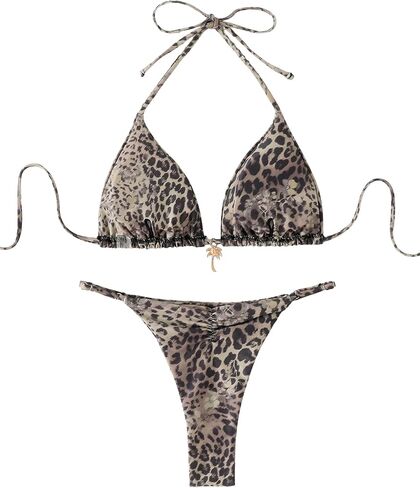 SEGT Women's 2 Piece Sexy Bikini Sets Cheeky Butt Ruched Bathing Suit Random Print Halter Swimsuit in Saudi Arabia