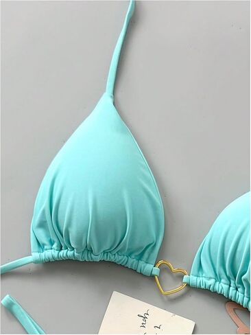 WDIRARA Women's 2 Piece Swimsuit Triangle Halter Thong Bikini Sets Ruched Bathing Suits in Kuwait