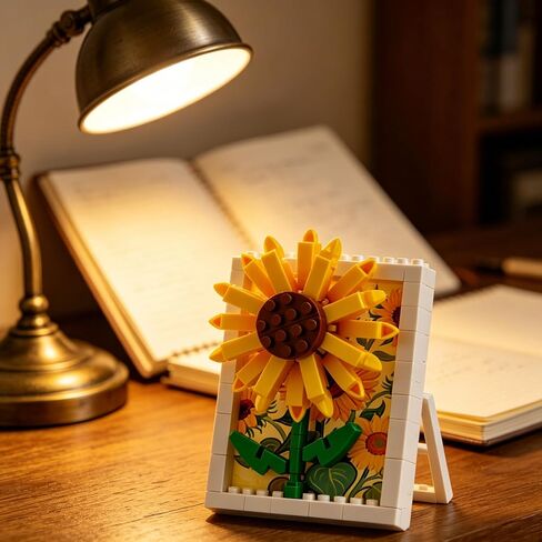Framed Sunflower Hand-Assembled Figurine, Mini Flower Wall/Desk Decor, Sunflower Theme Collectible Statue for Home Office in Kuwait